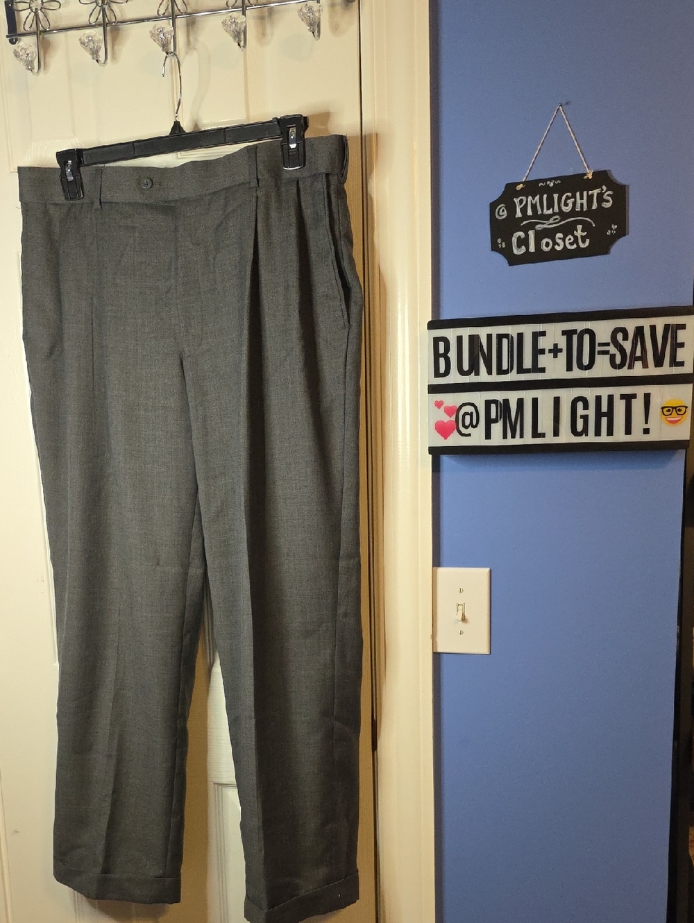 Stafford Gray Dress Pants Classic Pleated Trousers 38x29